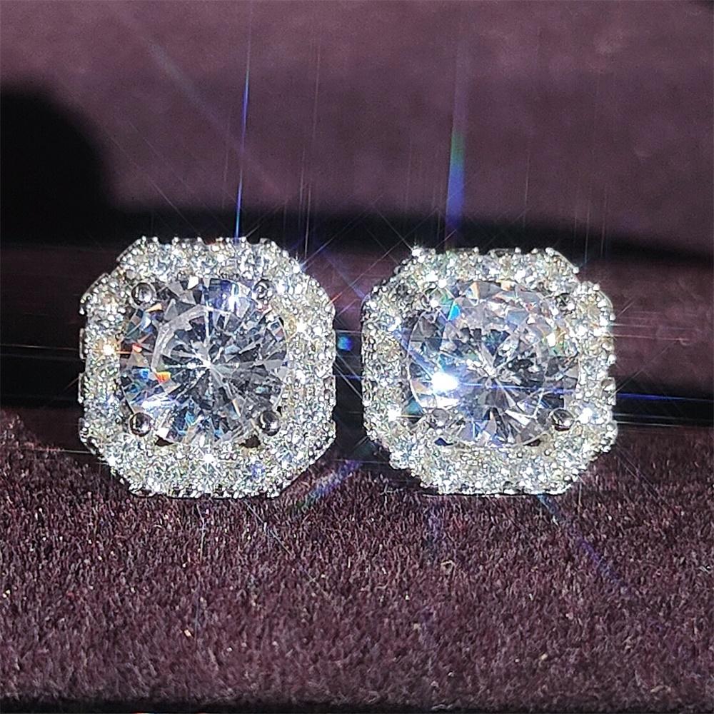 Серебристый цвет Корейские серьги-гвоздики с цирконами Brincos для женщин Свадебные Boucle D'oreille Femme Ювелирные изделия Рождественский подарок Bijoux E1104