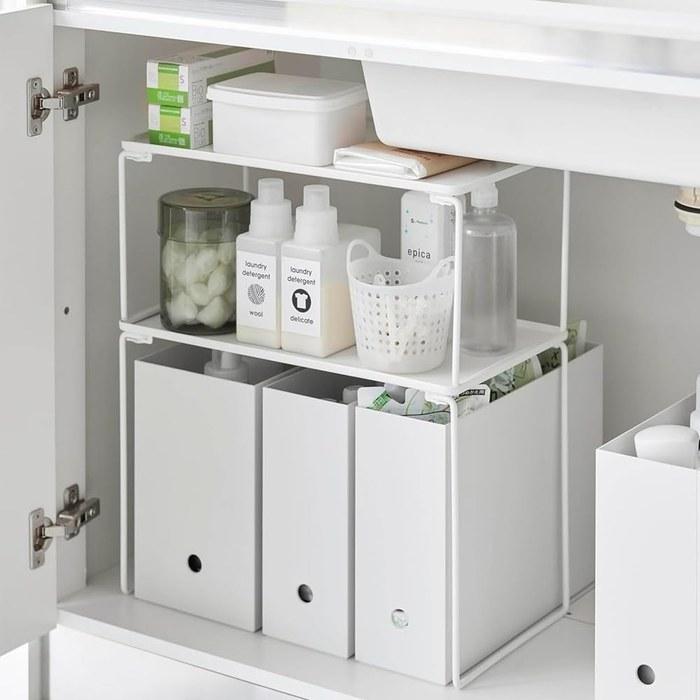Yamazaki Folding Stackable Shelf M + L [2-Piece Set] Tower White 1367 1369