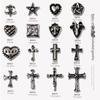 Chrome Heart Cross & Diamond Nail Art Jewelry - Retro Punk Style Accessories