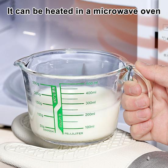 Стеклянный мерный стакан 500/1000 мл, термостойкий мерный кувшин с носиком и маркировкой, кухонные измерительные инструменты