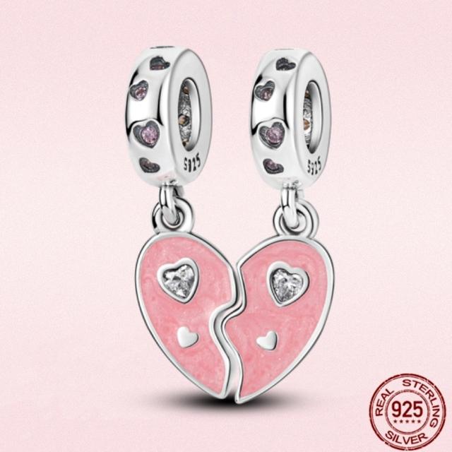 2023 New Pink Flowers Unicorn Flower Heart Mama Forever Love Beads Fit Original Fasion Glamour 925 Silver Bracelet Jewelry