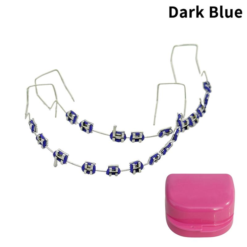 1 пара временных украшений для зубов в коробке с 4 крючками с металлической проволокой, разноцветные металлические скобки, лигатуры, стоматологический материал