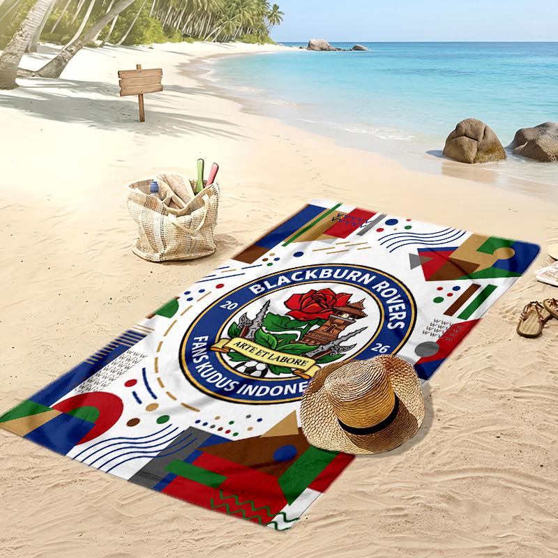Blackburn Rovers Football Print Beach Towel, Large Soft Quick Dry Towel for Beach Camping Swimming
