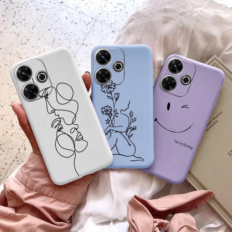 Мягкий силиконовый чехол Girls Line для Xiaomi Redmi Note 13 Pro 13C 14T 15 Samsung A55 A35 M34 M35 S24 S25 Huawei Honor 200 iPhone Realme противоударный чехол