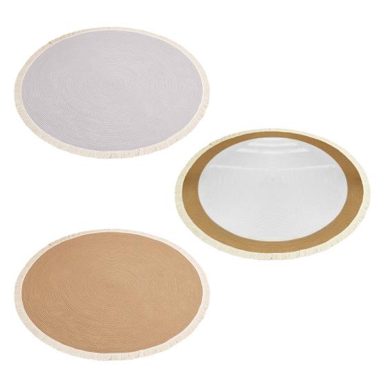 Yousheng Braided Round Area Rug Vintage Cotton Rope Floor Mat with Fringe Washable Rustic Tassel Carpet for Living Room Bedroom