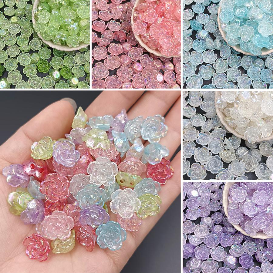 20 шт. AB цветные бусины с цветком, подвески с двойным отверстием, акриловые свободные бусины, фурнитура ручной работы для изготовления ювелирных изделий