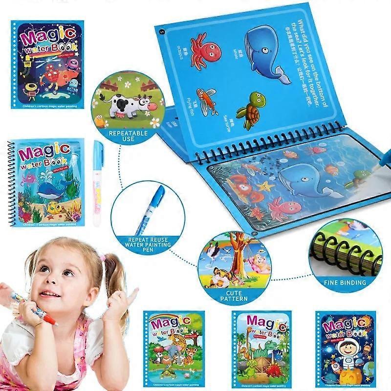 Drawing Coloring Pages for Kids Magic Water Book with Pencil 2 to 4 Year Old Kids Learn Education Smile
