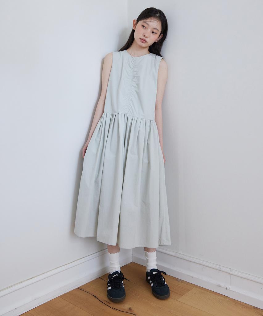Step Around Pleated Sleeveless One-Piece_Mint Gray