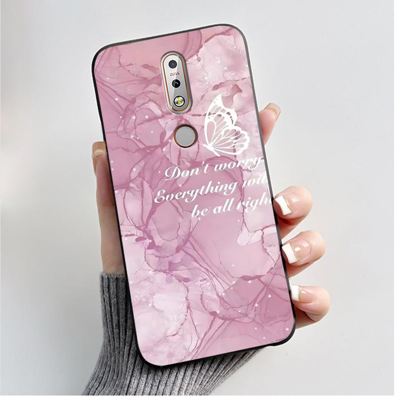 Чехол с рисунком для Nokia 7.1/Nokia 7 Plus Fundas Nokia7 Чехол Мягкий Силикон Черный Корпус Милый Цветок Мультяшный Чехол Coque