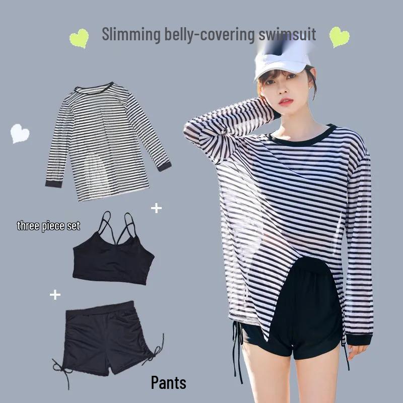Женский спортивный утягивающий купальник-тройка с контролем живота 2025