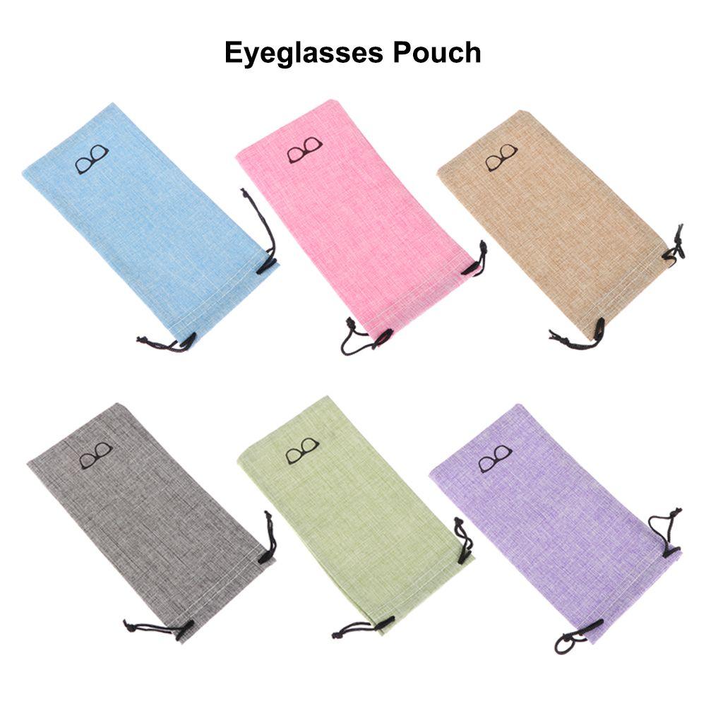Linen Fabric Eyewear Optical Glasses Case Eyeglasses Pouch Lanyard Cloth Bags Sunglasses Bag