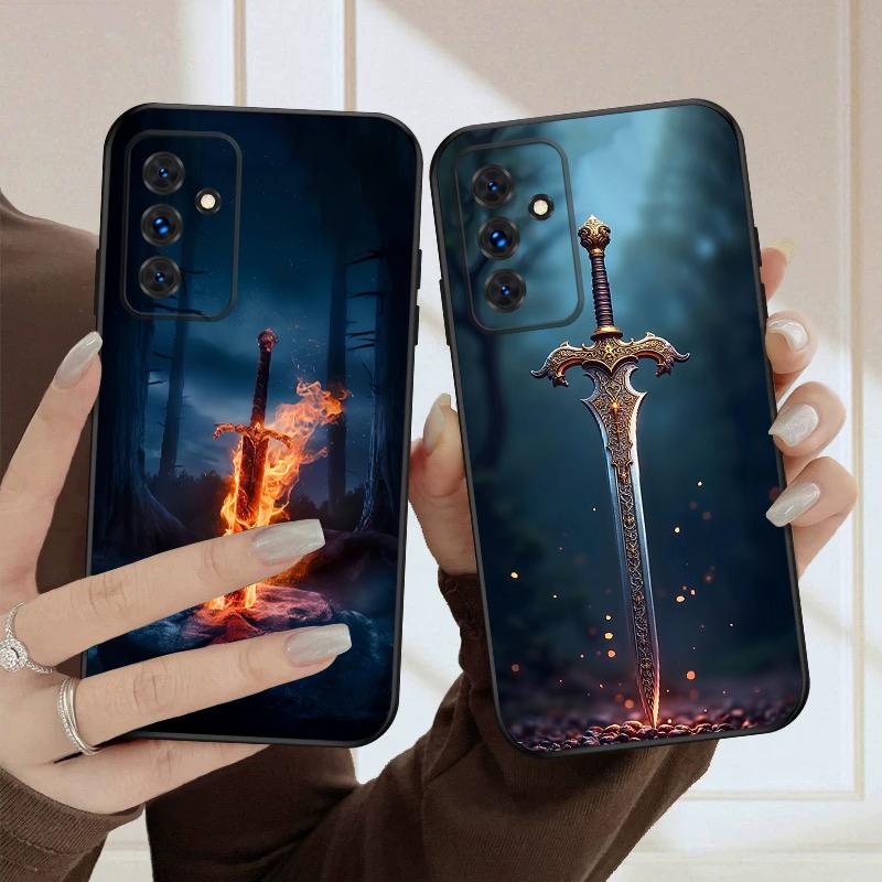 Меч с огнем Для Samsung S20FE S 21 22 23 FE 24 Plus 25 Ultra Galaxy M23 32 34 35 52 53 54 55 5G силиконовый мягкий чехол для телефона