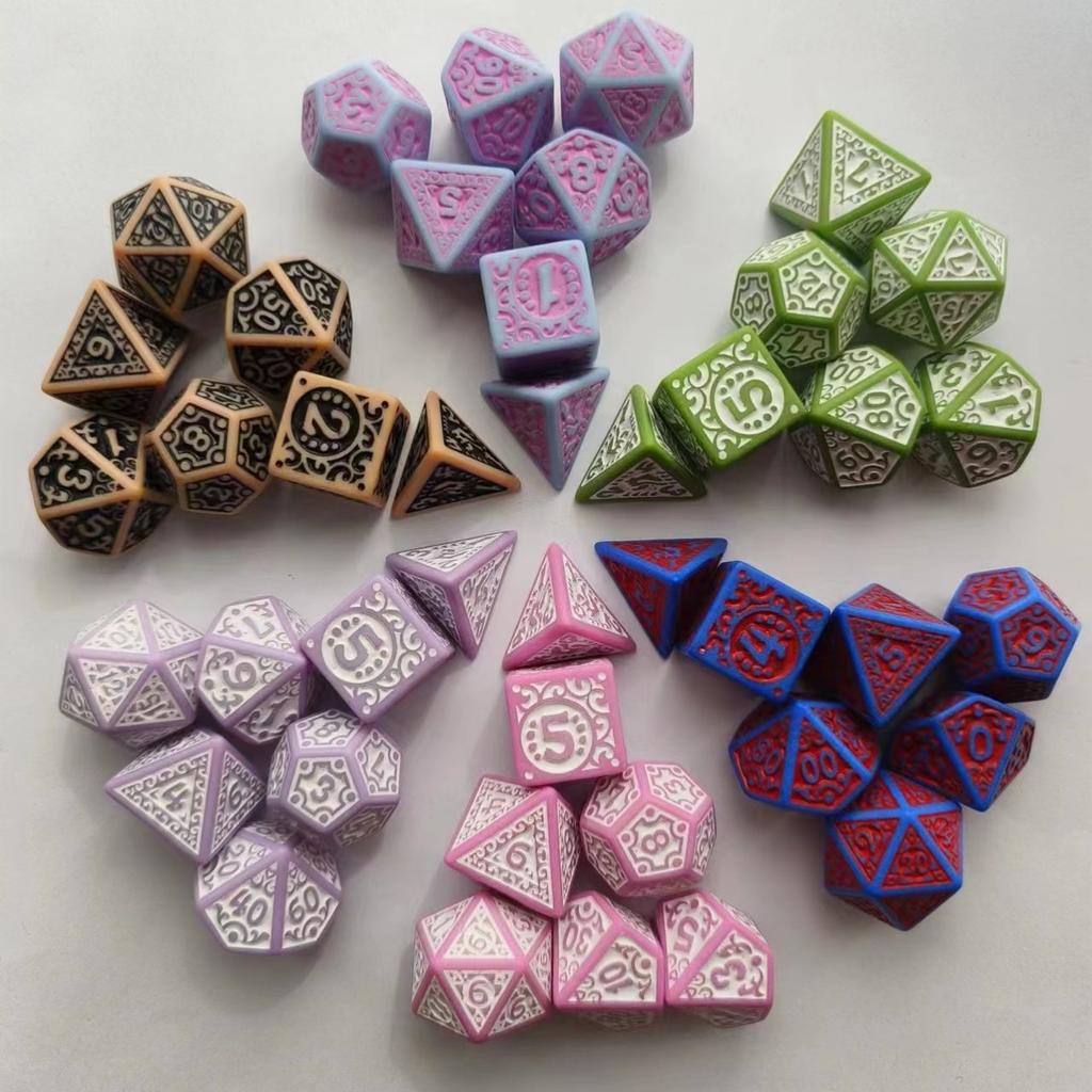 7pcs/set New Hollow Acrylic Number Dice for DND Cthulhu COC TRPG Board Game Running Team Polyhedral Dice DND Dice Set