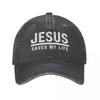 2023 New Casual Washed Cotton Jesus Saved My Life Christian Ponytail Baseball Cap Dad Spring Summer Snapback Hat Cap Hats