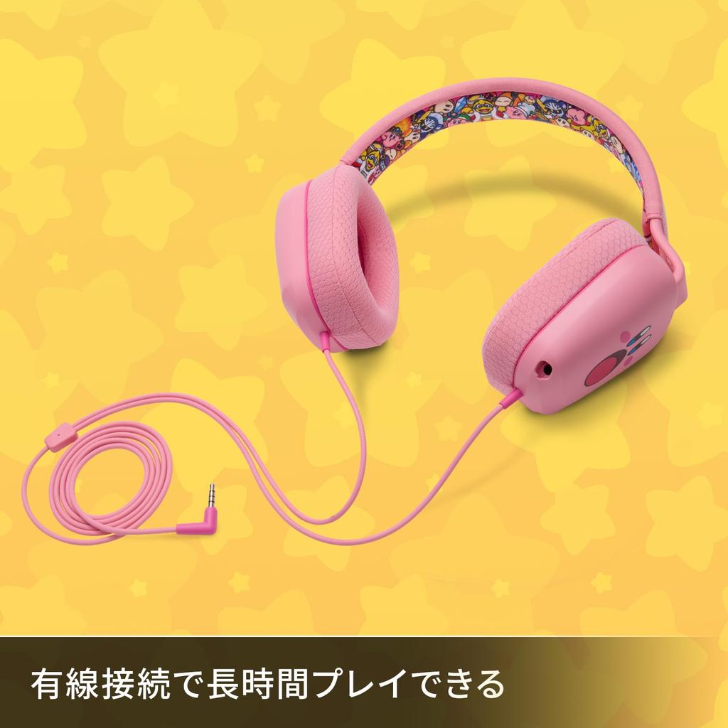 Officially licensed Nintendo PowerA Wired Headset for Nintendo Switch - Kirby's Dream Land Face NSHS0299JP-01