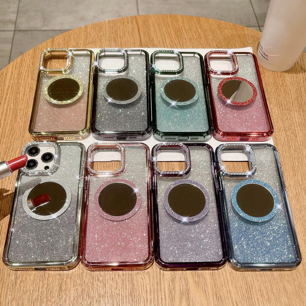 Роскошный Водяной Бриллиант Подходит для Чехлов для Телефона IPhone15, Apple 14Promax Зеркальный Магнитное Притяжение 13 Градиентный Блестящий Жесткий Чехол