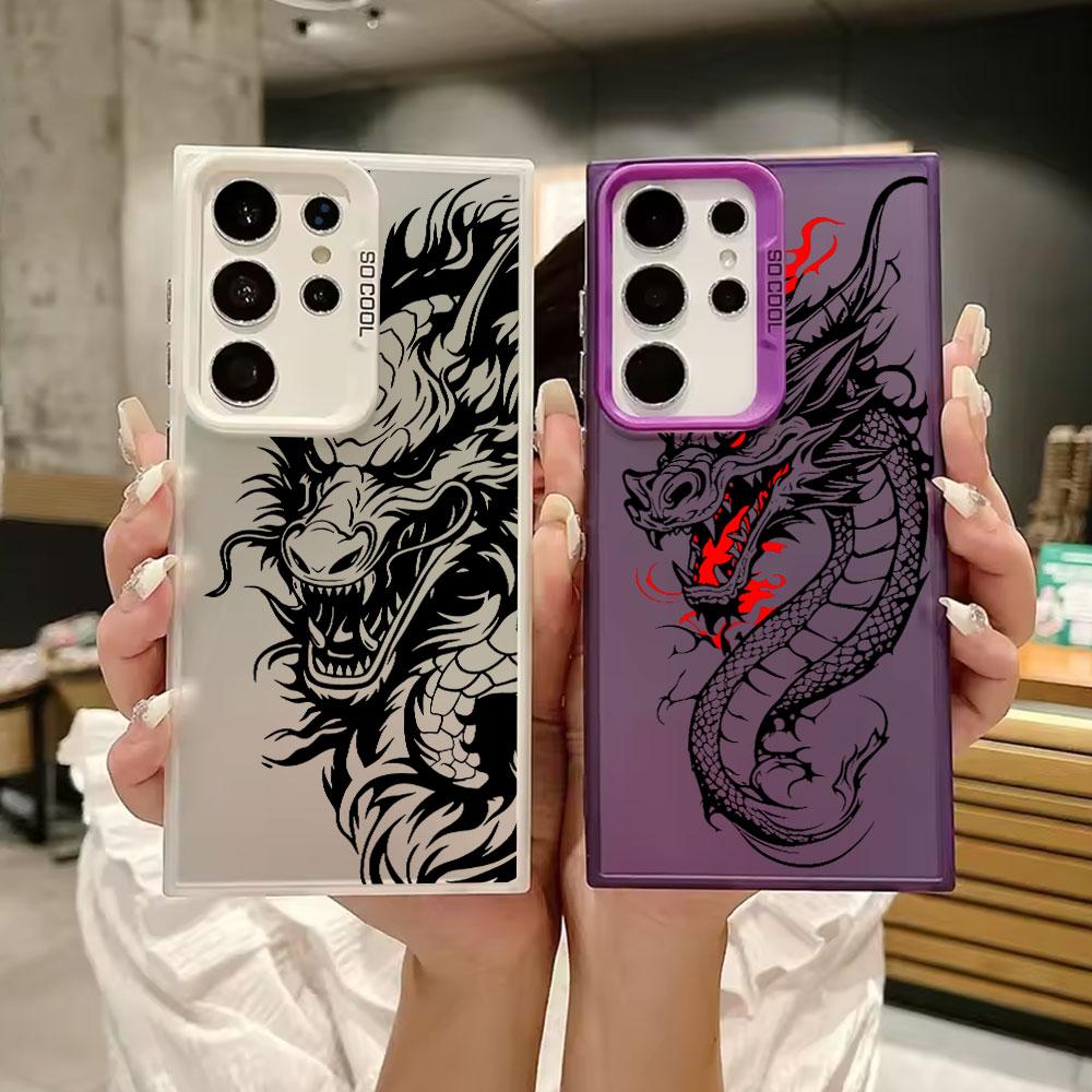 Модный Черный Чехол с Рисунком Дракона для Samsung S26 S25 S24 Ultra Чехлы для Galaxy S23 S22 S21 FE S20 Ultra S26 Plus Чехол для Телефона