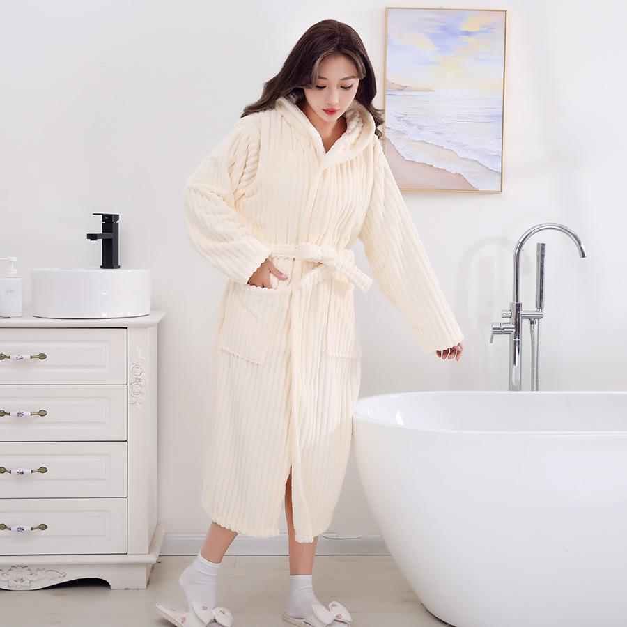 Мягкий коралловый флисовый банный халат для пары: Впитывающее воду, носимое полотенце, сексуальная домашняя пижама для взрослых