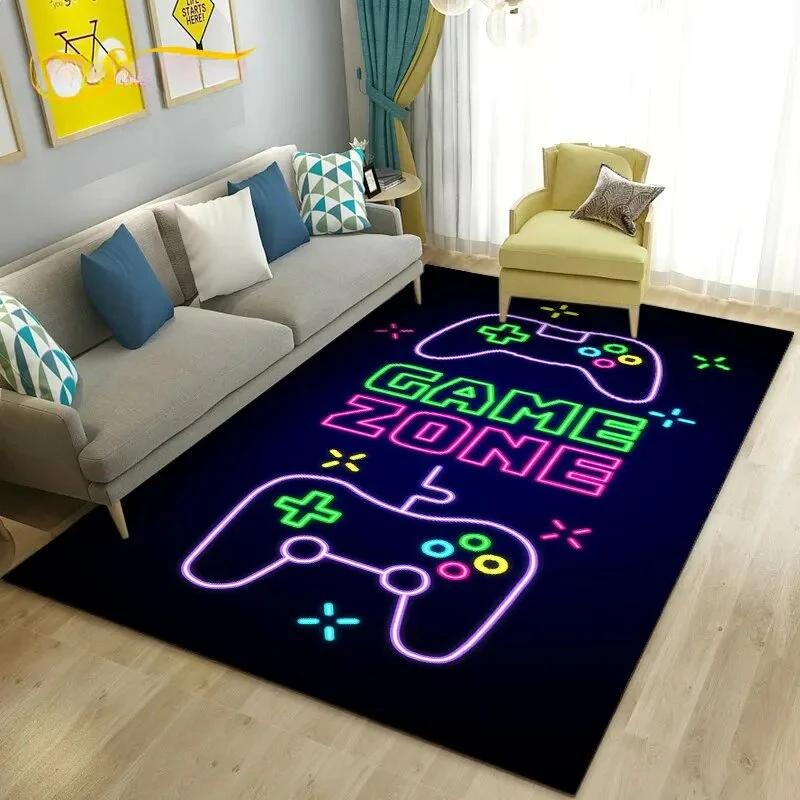 Cartoon Gamer Game Controller Carpet For Living Room Non Slip Parlour Sofa Large Area Rug Bedroom Kid Play Room Floor Mat