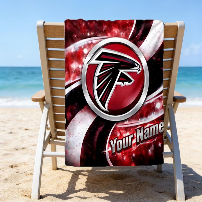 Custom Name Beach Towel Falcons Logo Beach Towel, Soft Microfiber, Gift for Her/Him, Birthday, for Pool, Beach, Travel, Fan gifts
