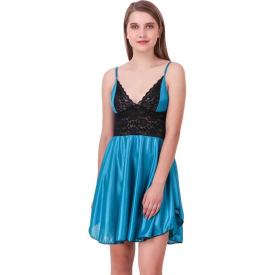 Ladysta Women's Solid Satin Babydoll Nightwear Freesize (S M L)