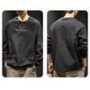 [EASTEMPO] t-shirt men's spring long sleeve Fashionable cotton Plain color casual Relaxing large size (JP, alphabet, XL, black)