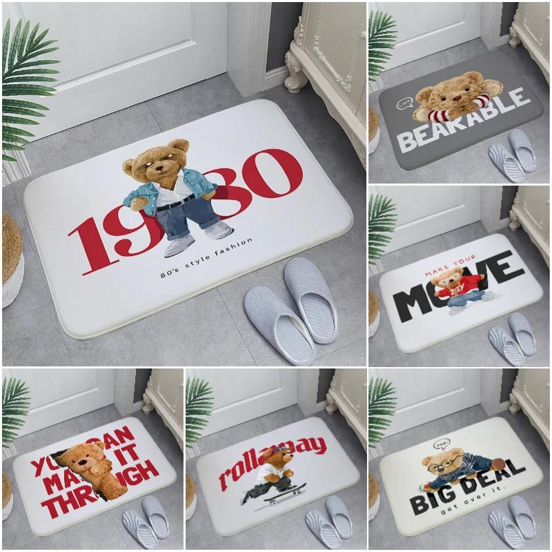 Adorable Cartoon T-Teddy Bear Carpets Welcome Rug Bedroom Leisure Area Carpet Sofa Soft Floor Mat Bedside Non-slip Rugs Doormat