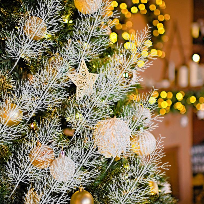 Рождественские искусственные ветки хвои, белые искусственные ветки хвои, растения, венок для вечеринки, подарки на Новый год, декор стола