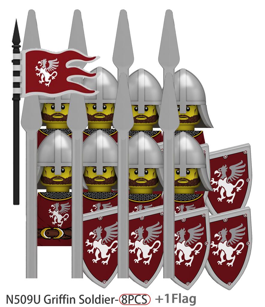 MOC Medieval Knights Figures Building Blocks Kraken Soldiers Bull Lion Army Shields Weapons Spear Helmets Bricks Toys Kids Gift