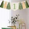 1st Birthday High Chair Banner Green Party Tassel Themed Birthday Decoration Decoration Girl Baby