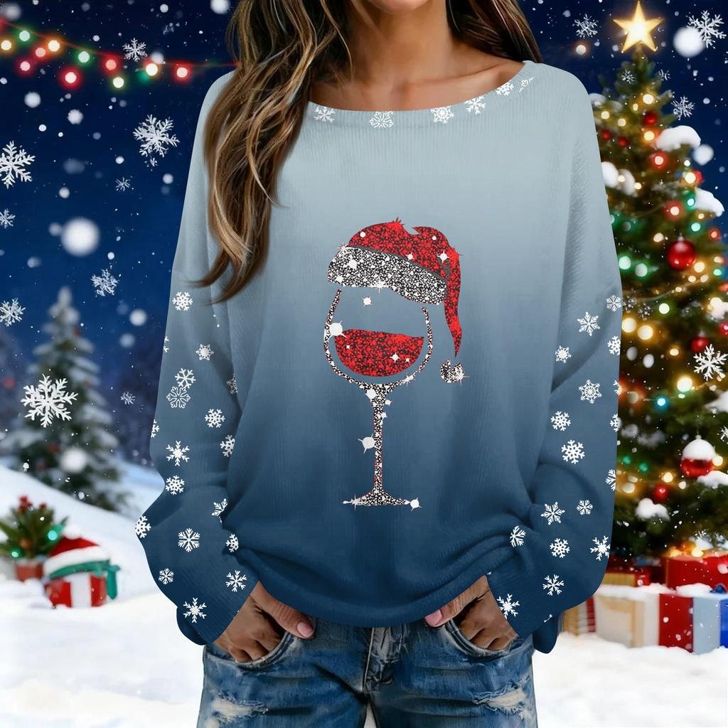 Christmas Sweatshirts For Women Knit Sweater Cute Shirt Fall Crewneck Pullover Tops