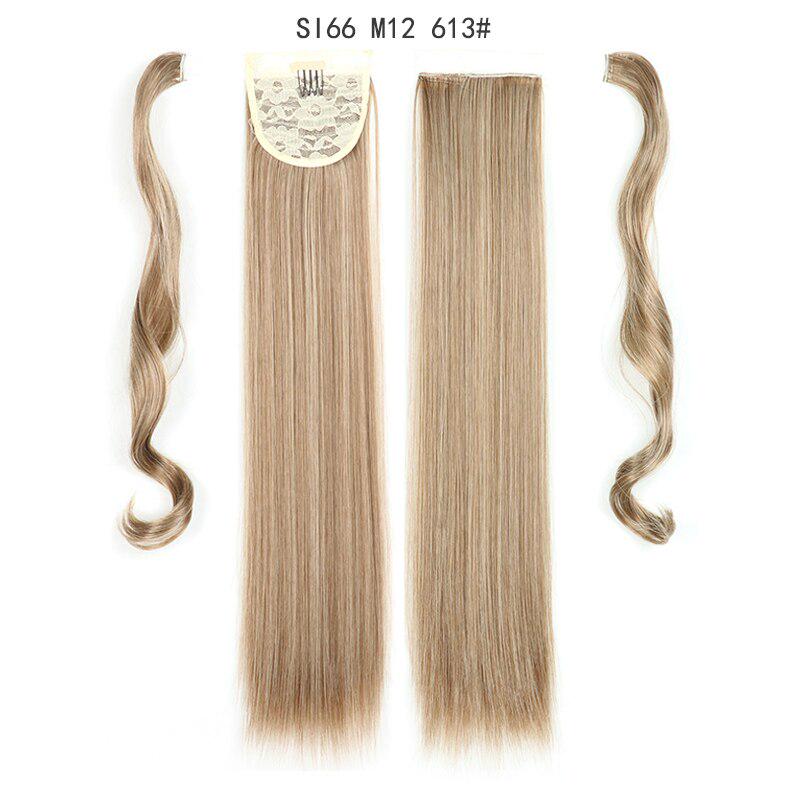 LISI HAIR Long Straight Wrap Around Clip In Ponytail Hair Extension Heat Resistant Synthetic Pony Tail Fake Hair