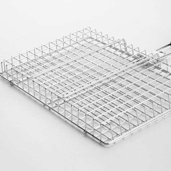 Fish Vegetable Grill Basket Stainless Steel BBQ Grilling Basket Portable Folding Barbecue Camping Grilling Rack for Fish Vegetables Shrimp