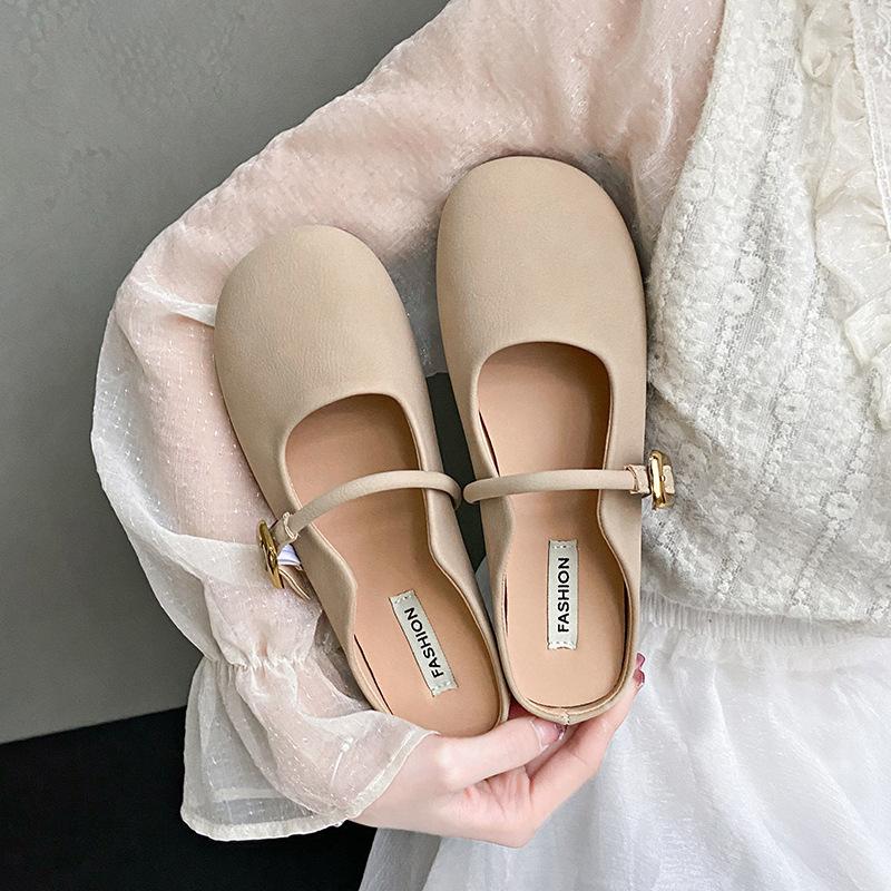 Баотоу полубосоножки женская верхняя одежда 2025 весна и лето новая подошва на плоской подошве с мягкой подошвой модные женские туфли одинарки на одной педали