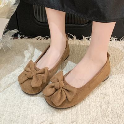 Мода 2025 Балетки с бантом Женская обувь на плоской подошве Дизайнерская замшевая элегантная обувь Осенние новые тренды Модные повседневные кроссовки для ходьбы Zapatillas De Mujer
