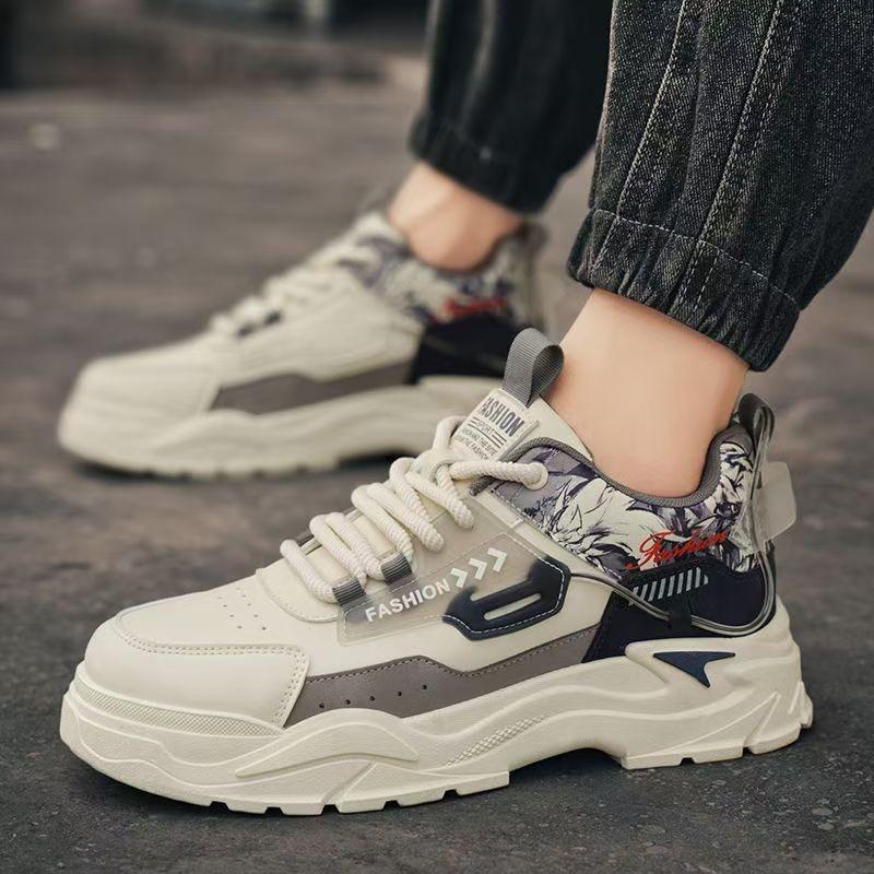 Новая мужская спортивная одинарная обувь, кожаный верх, повседневные кеды, молодые и молодые, толстая подошва, увеличивающая рост, нескользящая, рабочая обувь, желтая, для улицы