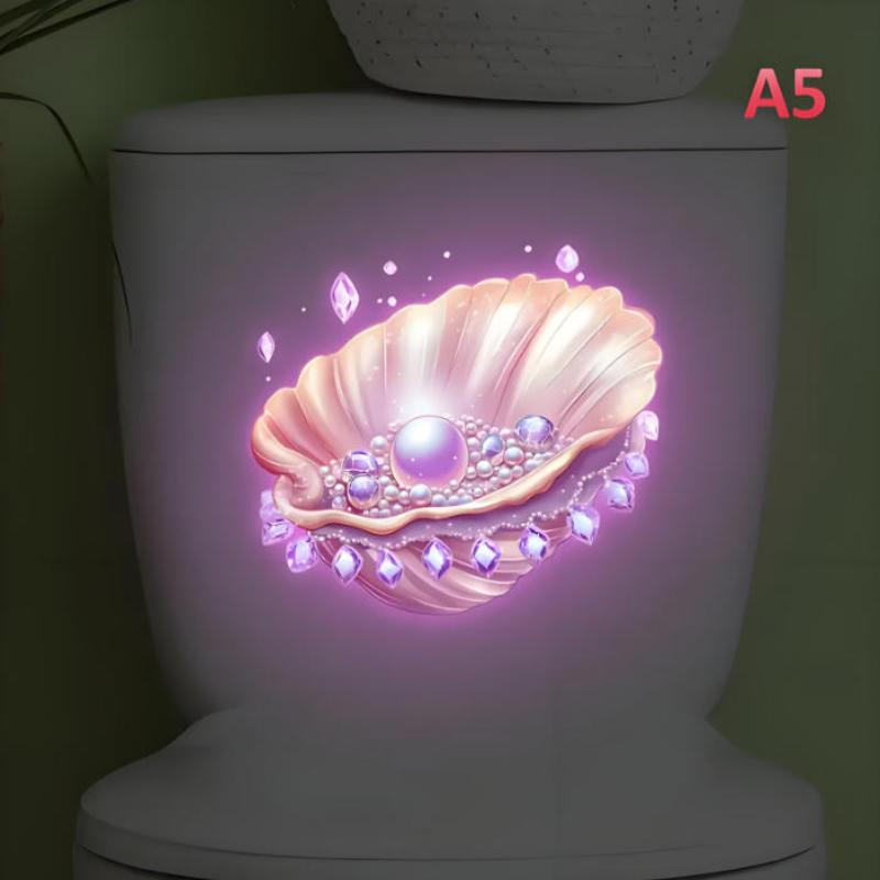 Светящаяся наклейка на унитаз для ванной, ночник, наклейка на стену с лотосом, наклейка на крышку сиденья унитаза, самоклеящаяся, ПВХ, водонепроницаемая, декор для дома