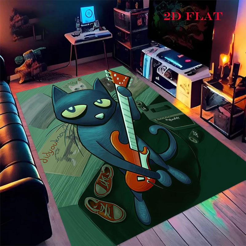 Pete Cat Fun Carpet Rug for Living Room Bedroom Home Sofa Decoration,Kids play Nonslip Floor Mat