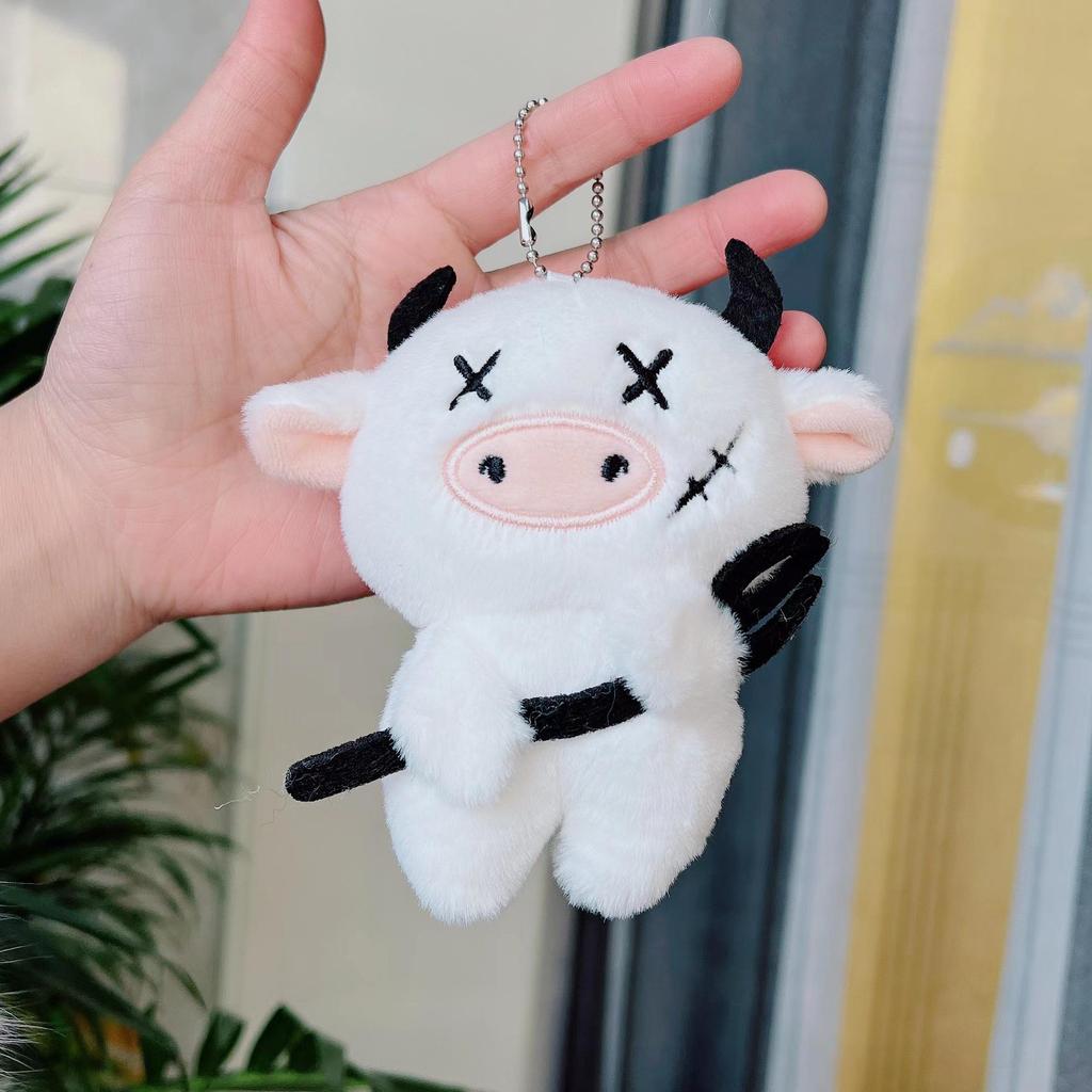 Cross-border Plush Toy Car Couple: Funny Cow Keychain Pendant Doll
