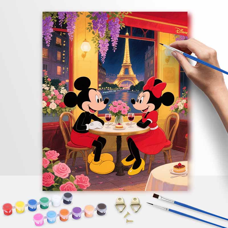 Disney Микки и Минни Париж Эйфелева башня Раскраска по номерам Набор для рисования Арт-набор Домашний декор Подарок