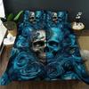 Синяя роза череп трехкомпонентный пододеяльник 3D цифровая печать комплект постельного белья покрывало