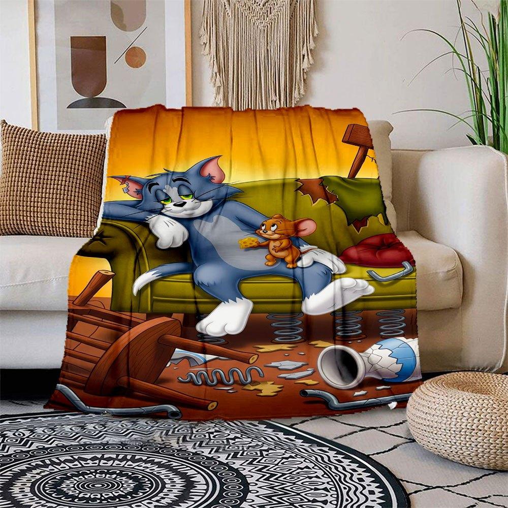 Tom & Jerry Kids Room Decor PosterBlanket Flannel Throw Blanket for Sofa, Bed, Travel, Camping, Office