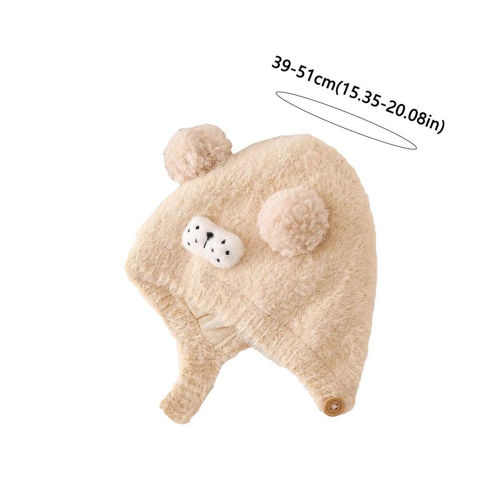 Double Pom Pom Kids Knit Hat Ear Protection Pom Pom Hat Cartoon Baby Winter Hat for Babies