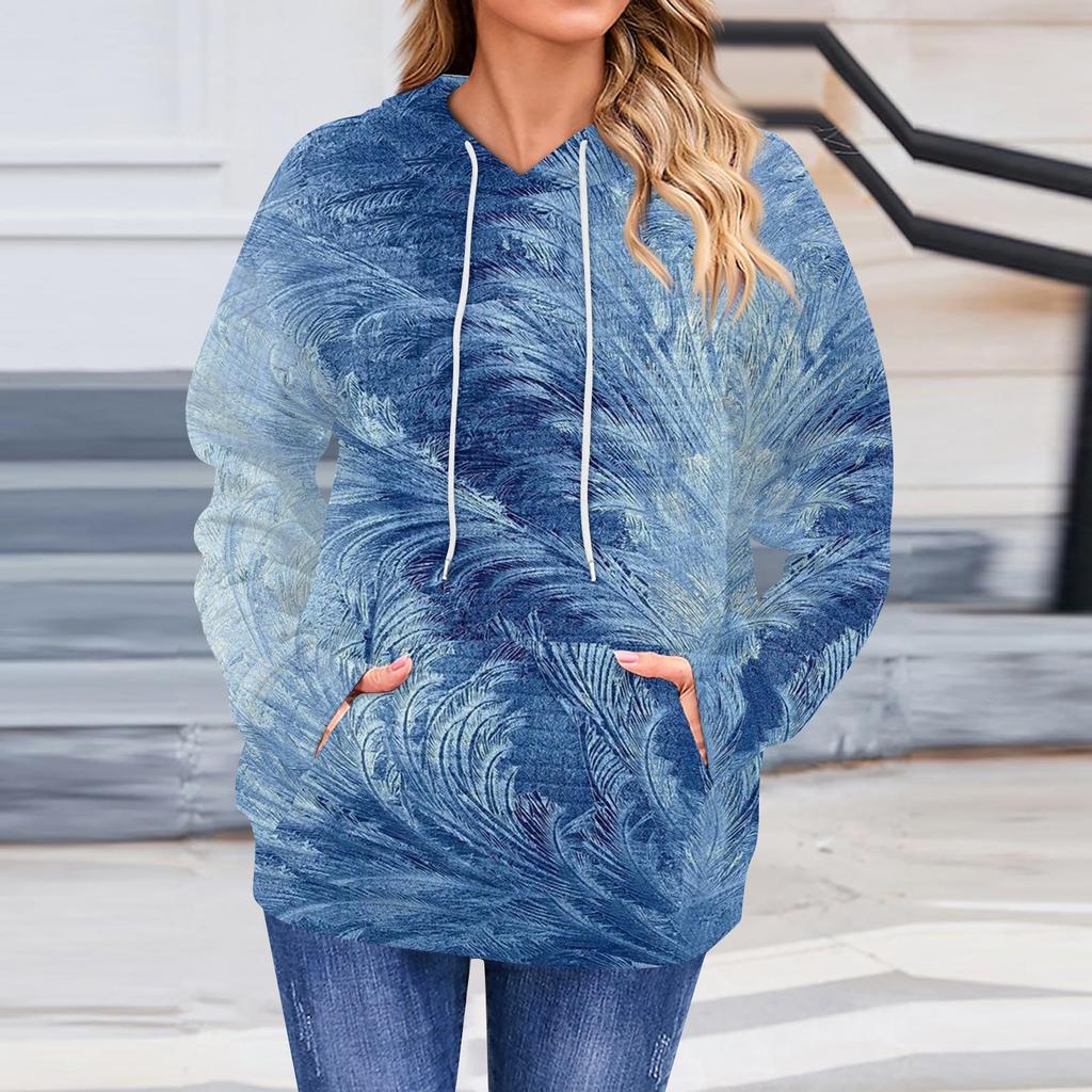 Женская повседневная толстовка с длинным рукавом и принтом «Снег», свободный пуловер с капюшоном