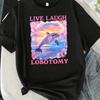 Live laugh lobotomy розовая буква и дельфин принт футболка модный женский топ модный