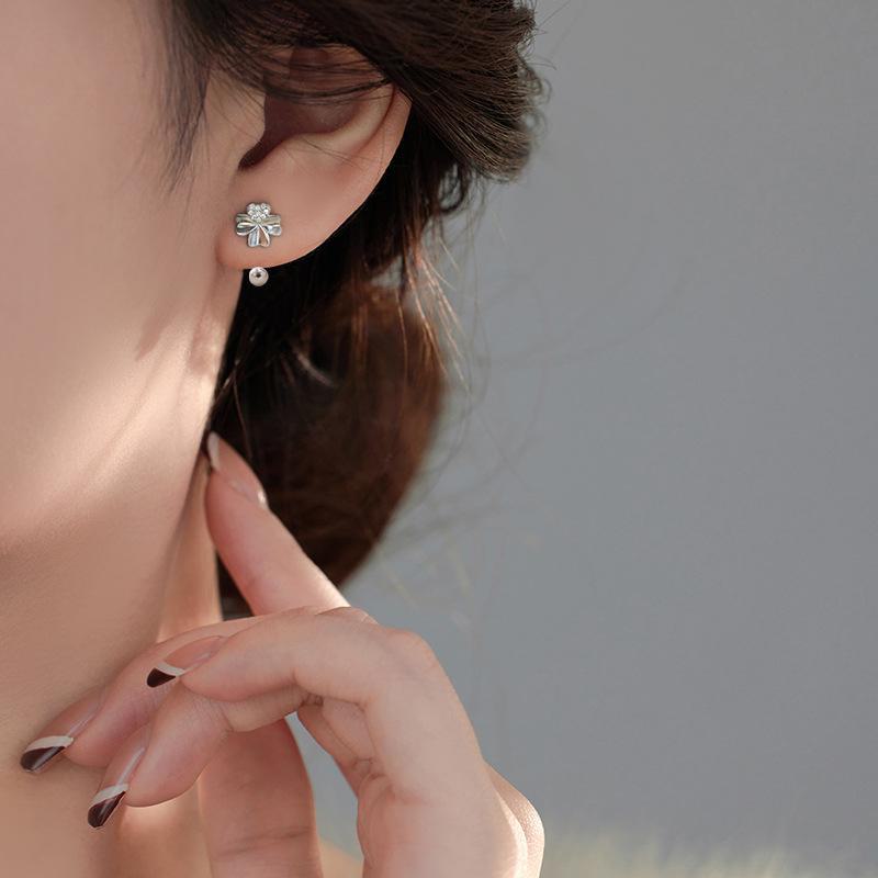 Серьги-крючки Banyan Tree S999 Silver Four-Left Clover с защитой от выпадения для женщин