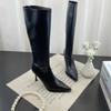 Ladies Shoes  Hot Sale Zipper Knee-High Women's Boots Autumn Pointed Toe Solid High Heels Elegant Fashion Versatile Boots