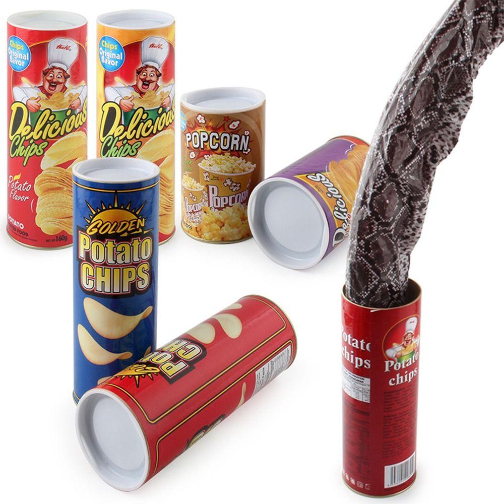 Fun Toys April's Fool Day Snake Tricks Chips Cans Snake Novelty Funny Toy Magic Potato Chips Cans