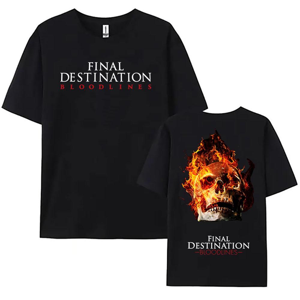 Футболки с изображением фильмов сверхъестественного хоррора Футболка Final Destination Bloodlines Летняя хлопковая футболка с коротким рукавом Хип-хоп Женская одежда