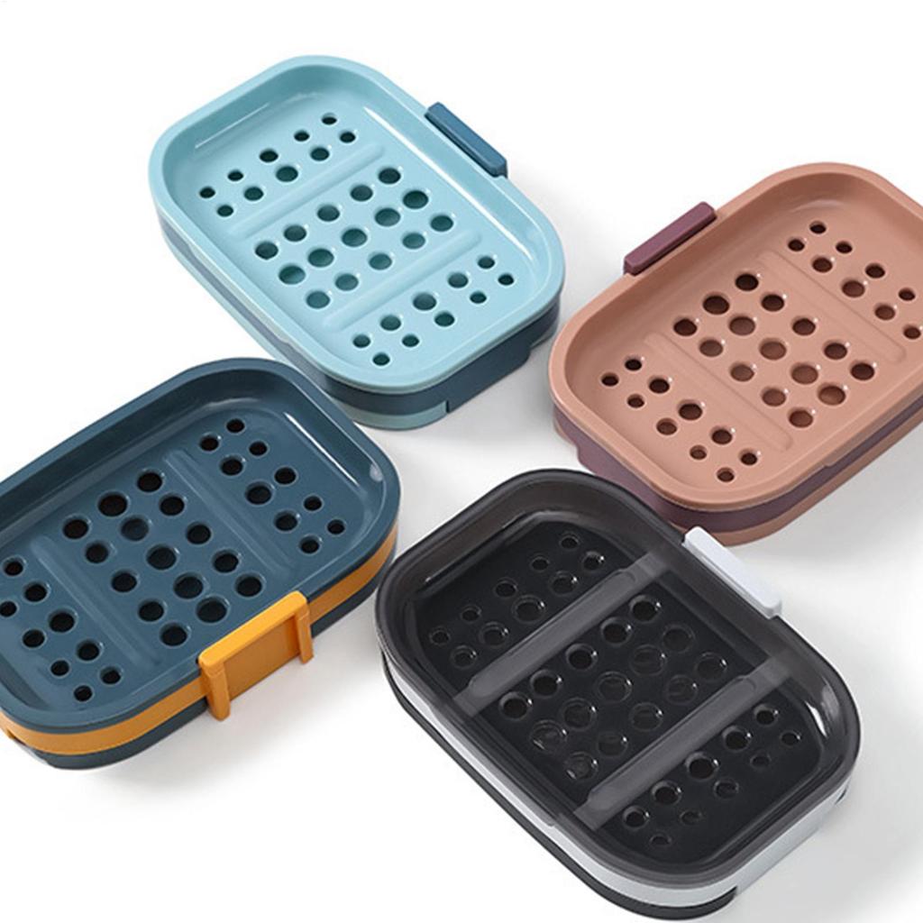 Wall Mounted Soap Holder Double Layer Soap Rack No Drilling Wall Mounted Soap Drain Holder Soap Holder Soap Tray Self-Adhesive